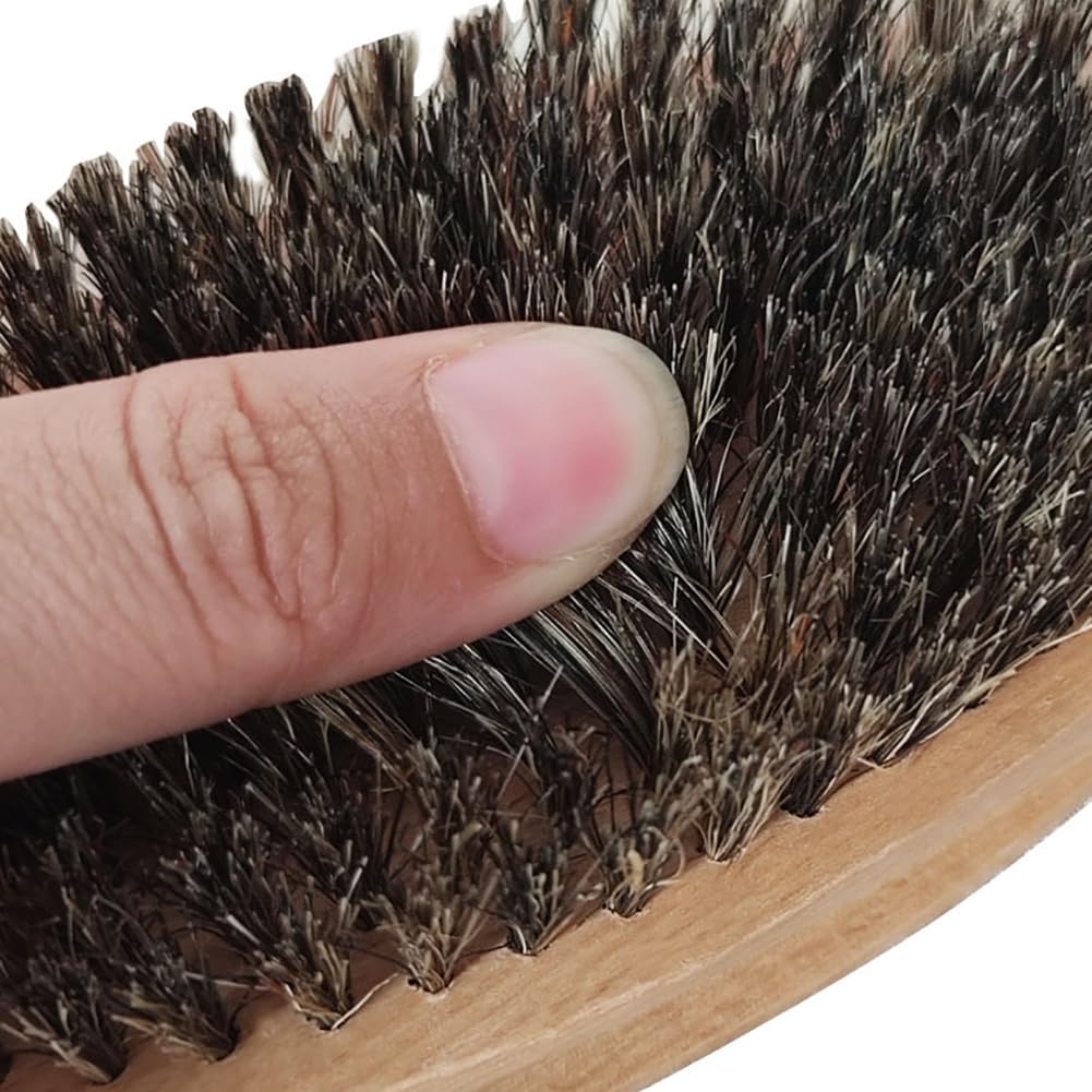 Soft Boar Bristle Moustache Brush Travel Size Beard Brush Wood Pocket Beard Brush Oval Wooden Beard Brush Facial Hair Beard Combing Brush Mustache Soften Brush for Men