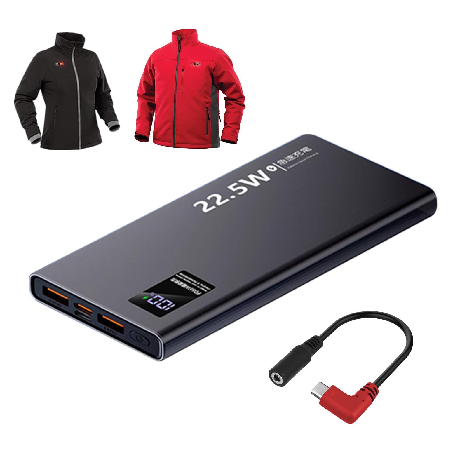 Smarkey 12V QC3.0 Heated Jacket Battery PD Power Bank with Type-C Step Up Adapter Charger Cable Compatible with M12, Makita, Snapon, Metabo, Craftsman, AEG Gear