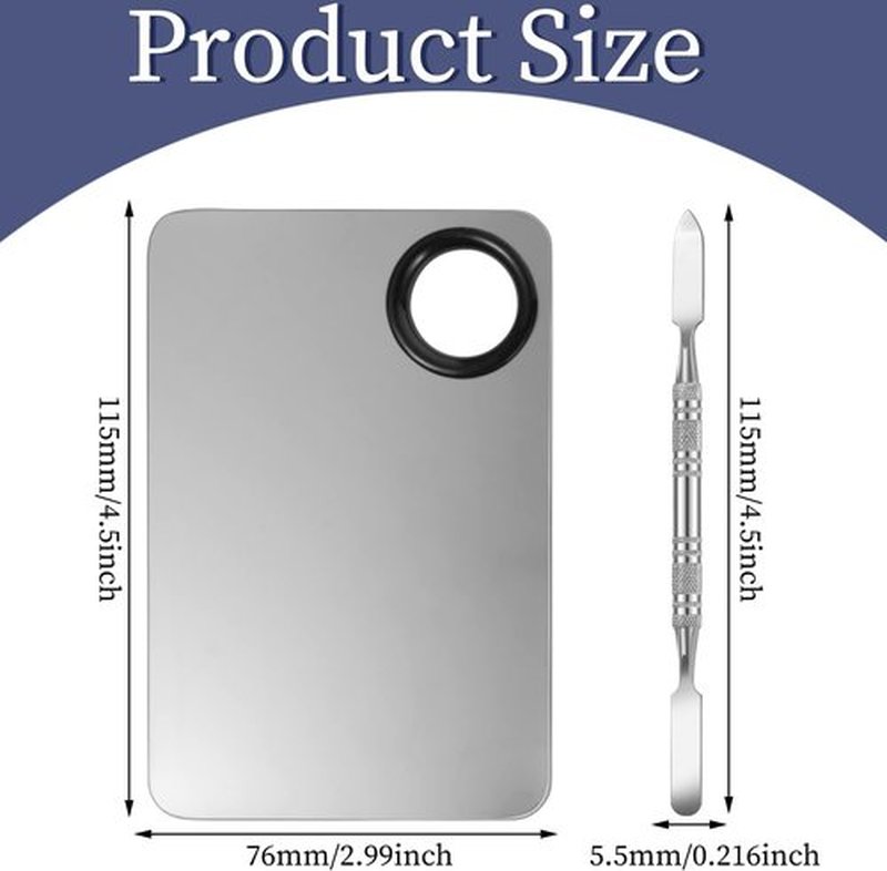 Skiennix 2-in-1 Makeup Mixing Palette - Stainless Steel Foundation & Eyeshadow Spatula Set