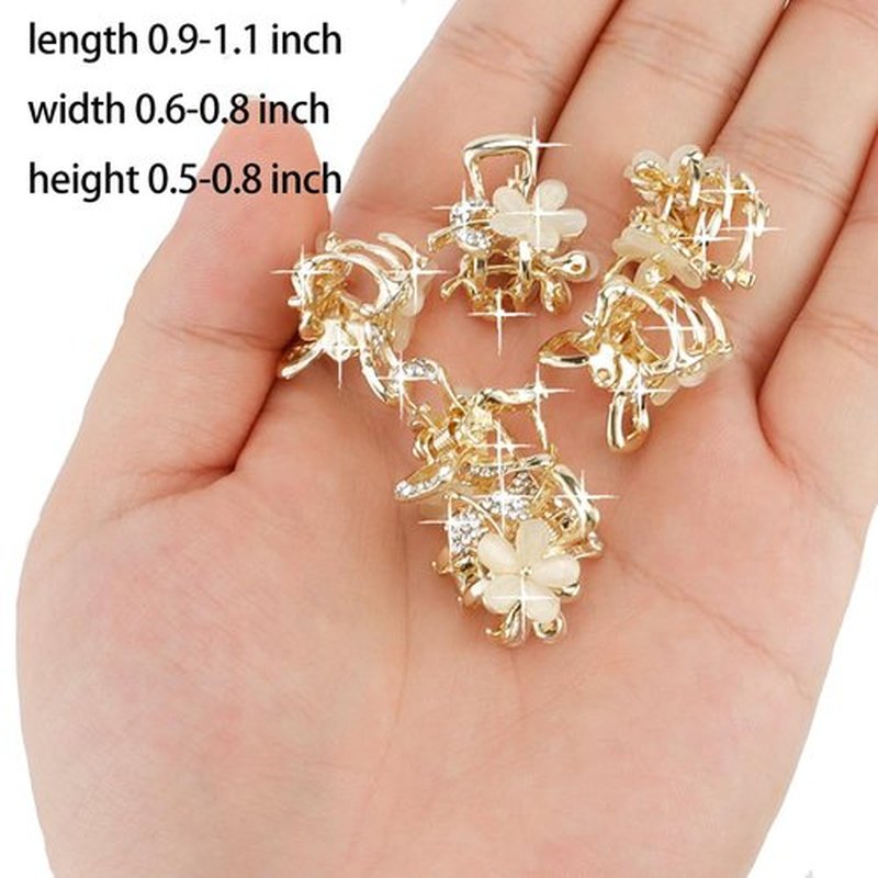 Small Hair Claw Clips, Opal Rhinestone Hair Clamps, Grip Crystals for Thick, Thin, Long or Short Hair