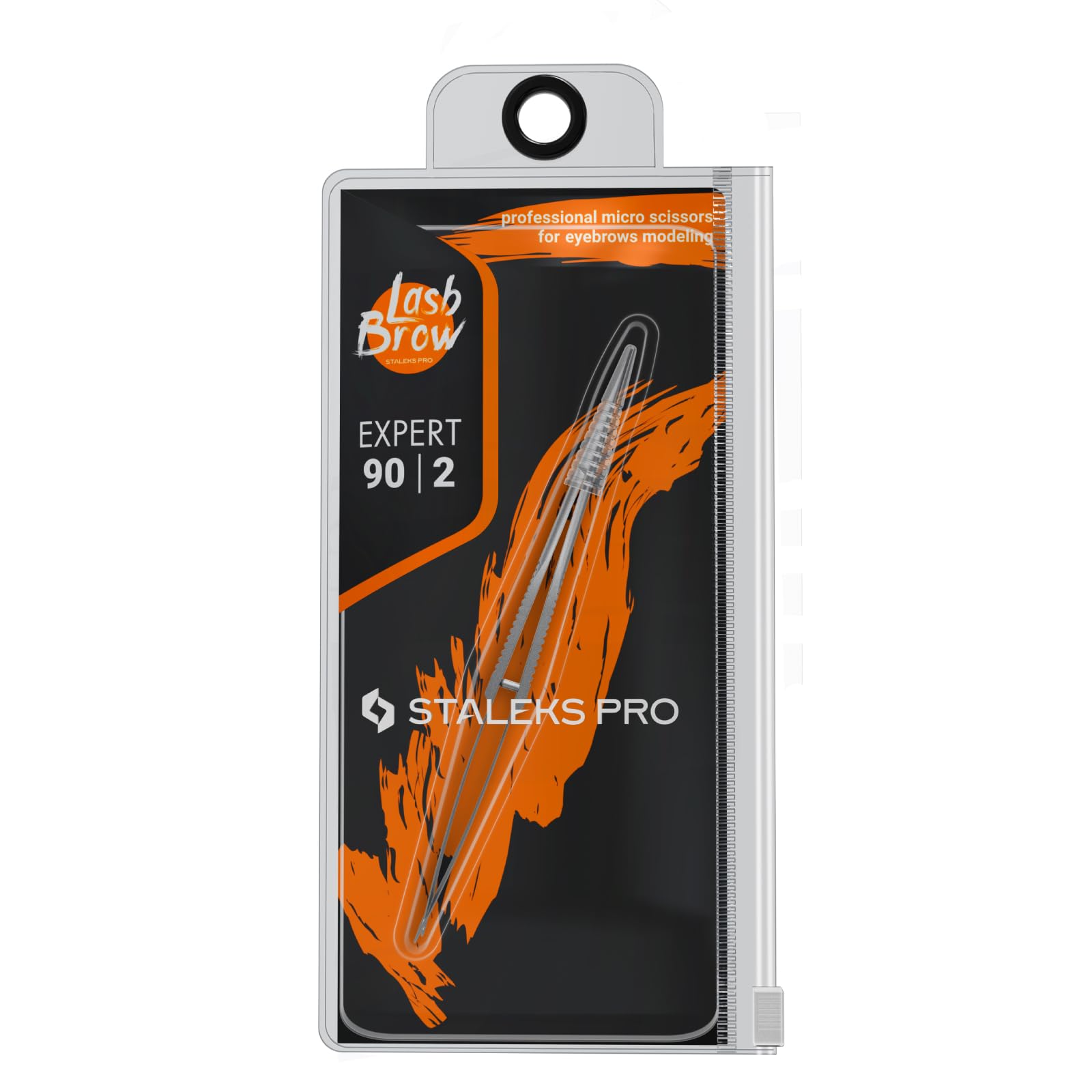 Staleks Pro EXPERT 90 Eyebrow Micro Scissors Type 2 – Straight Blades with Safe Tips – Stainless Steel – Professional Eyebrow Shaping Tool