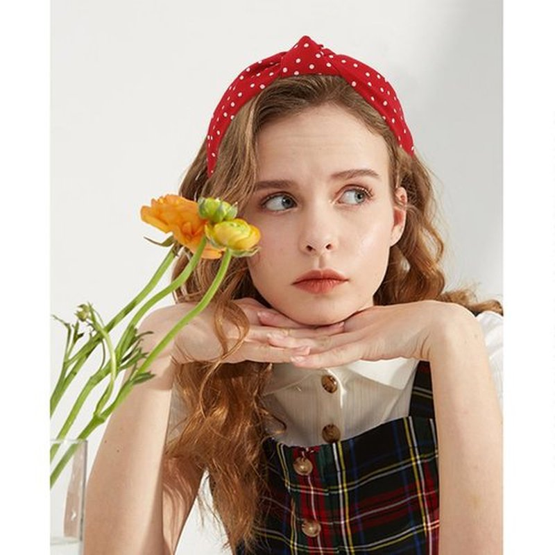 AOPRIE Top Knot Headbands for Women & Girls - Solid Color Turban Wide Headbands, 12 Pack (Red, Black, Yellow, Pink, Gray Dot)