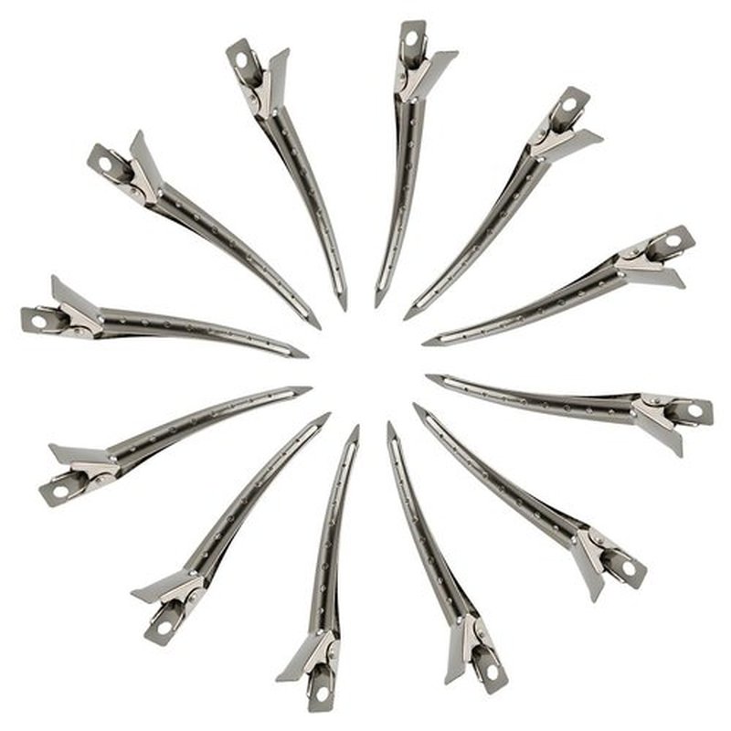 Bantoye Duck Bill Clips - 3.5 Inches Rustproof Metal Alligator Hair Styling Clips | Silver, 24 Packs