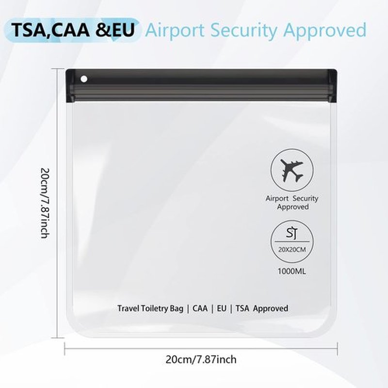 Skiennix Clear TSA Approved Toiletry Bag - Quart Size, Waterproof & Leakproof Travel Bags for Liquids