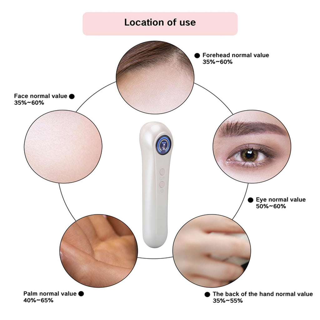Hydration Tester, Digital Skin Analyzer Automatic Skin Water Oil Tester with LCD Display High Accuracy Integrated Water Oil Sensor Monitor for Home, Beauty Salon, Laboratory