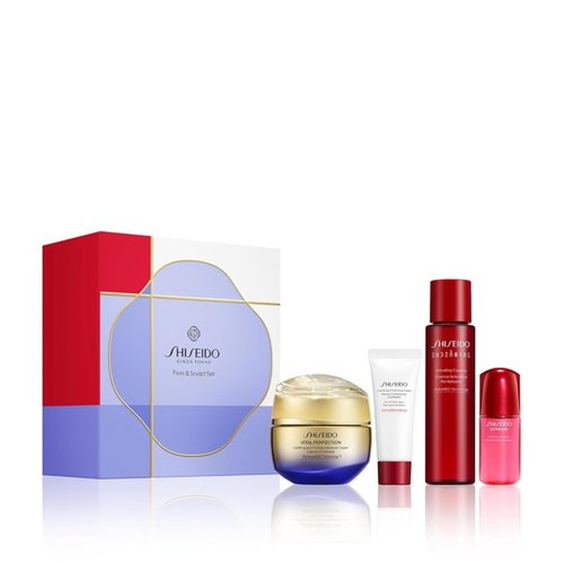 Shiseido Firm & Sculpt Set | Cleansing Foam, Essence, Serum & Cream - $224 Value, Perfect for Radiant Skin