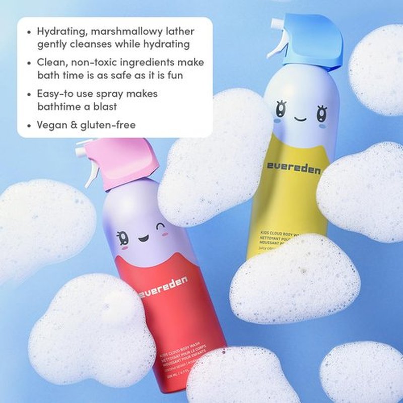Evereden Kids Shower Essentials Set - 2-in-1 Gentle Shampoo & Conditioner + Cloud Body Wash | Vegan Skin Care for Toddlers