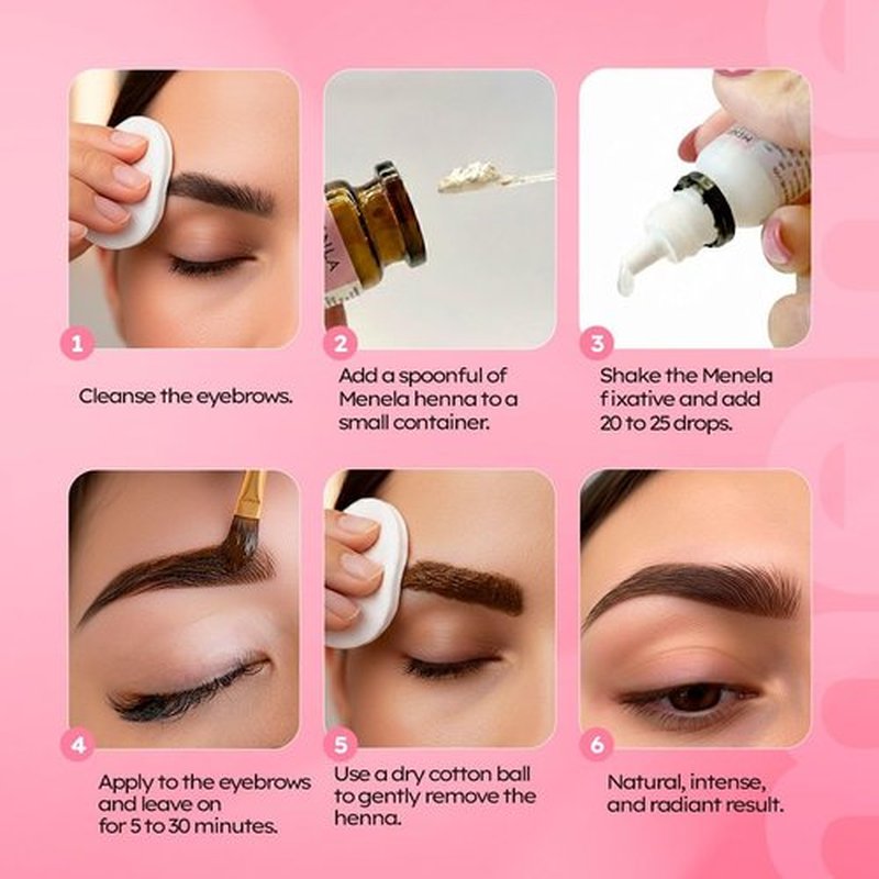 MENELA Eyebrow Henna Tint Kit – Light Brown – Up to 60 Applications, DIY & For Professional Use, 2.5g Henna + 15ml Fixer, Bamboo Extract, Easy At-Home Brows, Ammonia-Free, Vegan