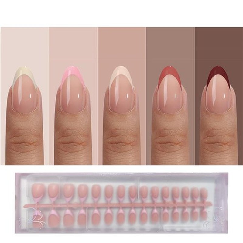 French Tip Press On Nails, OPkssnails 150pcs French Press ON Nails Extra Short Almond, Pre-lasting Soft Gel Nails, Soak Off Acrylic False Nails for Nail Art DIY Extension 15 Size