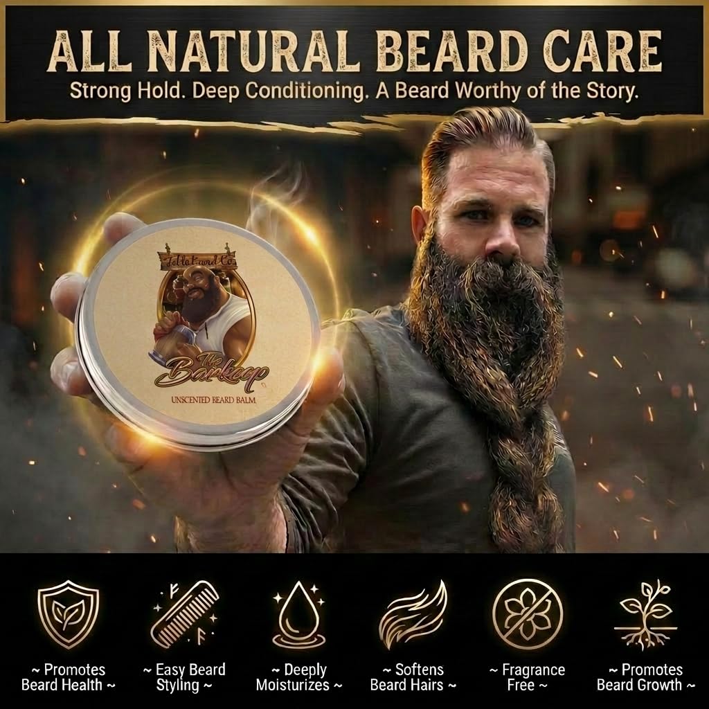Fable Beard Co. Beard Balm - The Barkeep, Unscented, Natural Beard Balm for Men with Jojoba & Argan Oils, Beard Conditioner, Made in USA (2 Fl Oz)