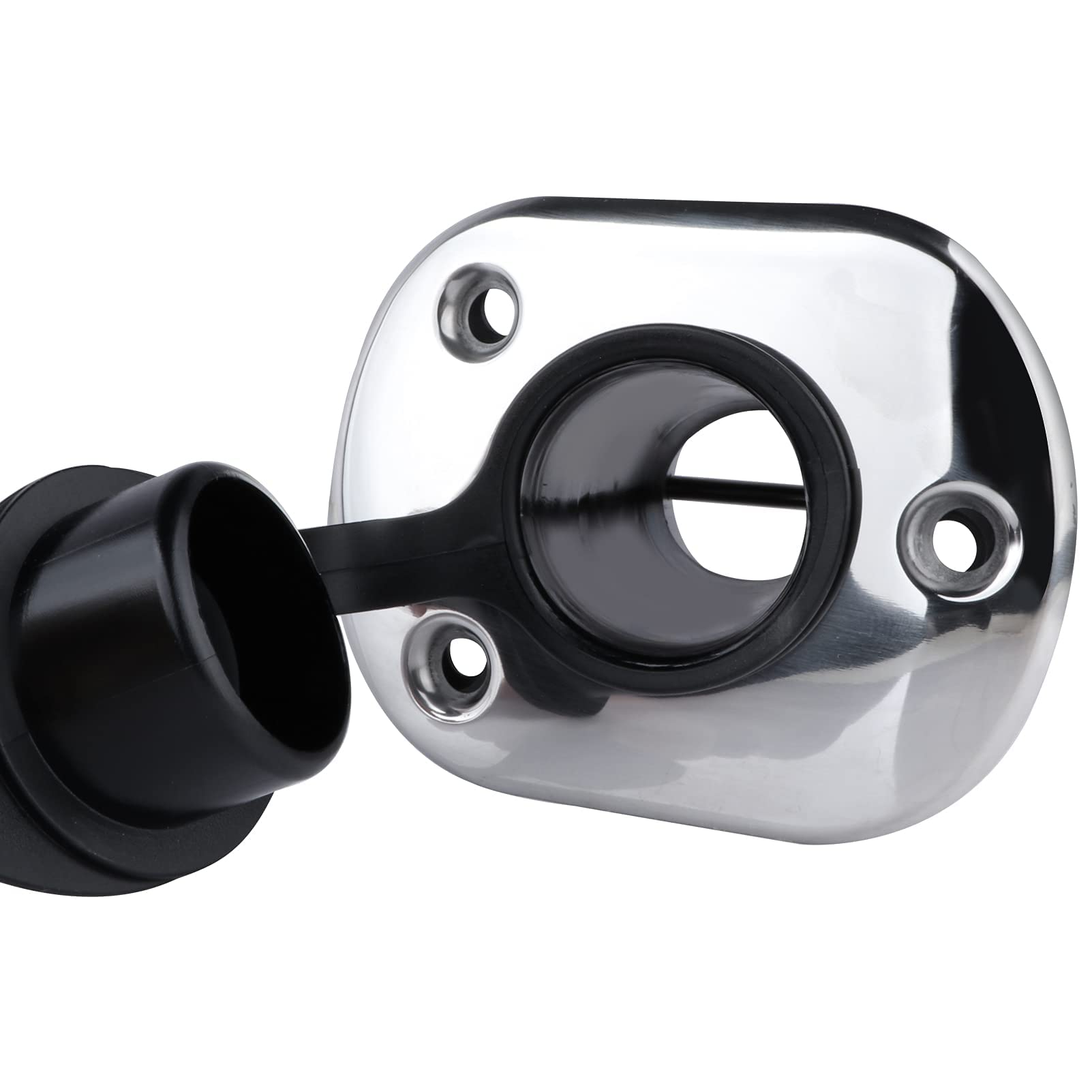 Marinebaby 2 Pcs Flush Mounting Fishing Rod Holders, 90 Degree Stainless Steel with Rubber Cap, Liner and Gasket, Screws Included