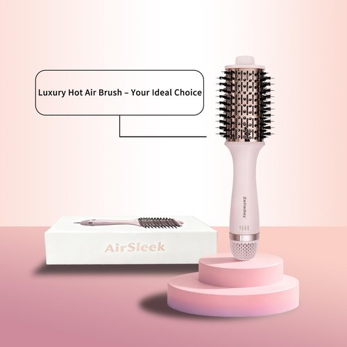 4.0 Ionic Hair Blow Dryer Brush - Lightweight 3X Faster Drying 5-in-1 Blowout Brush for More Shine, Smooth & Volume, Anti-Frizz Titanium Hot Hair Brush Straight & Curl, ESP. Long Hair (Pink & 12.6")