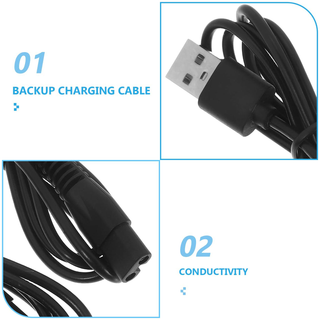 DRESSOOS 2 Pack Razor Power Cord Charging Cable for Electric Shavers and Trimmers 31.49 Inch 8-Shaped Connector Heat-Resistant Usb Shaver Charger Accessory
