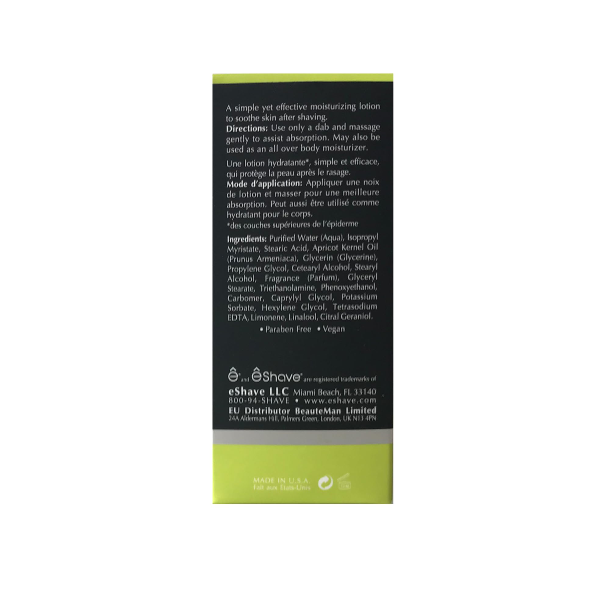 eShave Luxury After Shave Balm for Men-After Shave Lotion Soothes Razor Burn- Deep Moisturizes Skin- All-Natural Vegan After Shave Cream Energizing Verbena Lime 6 oz