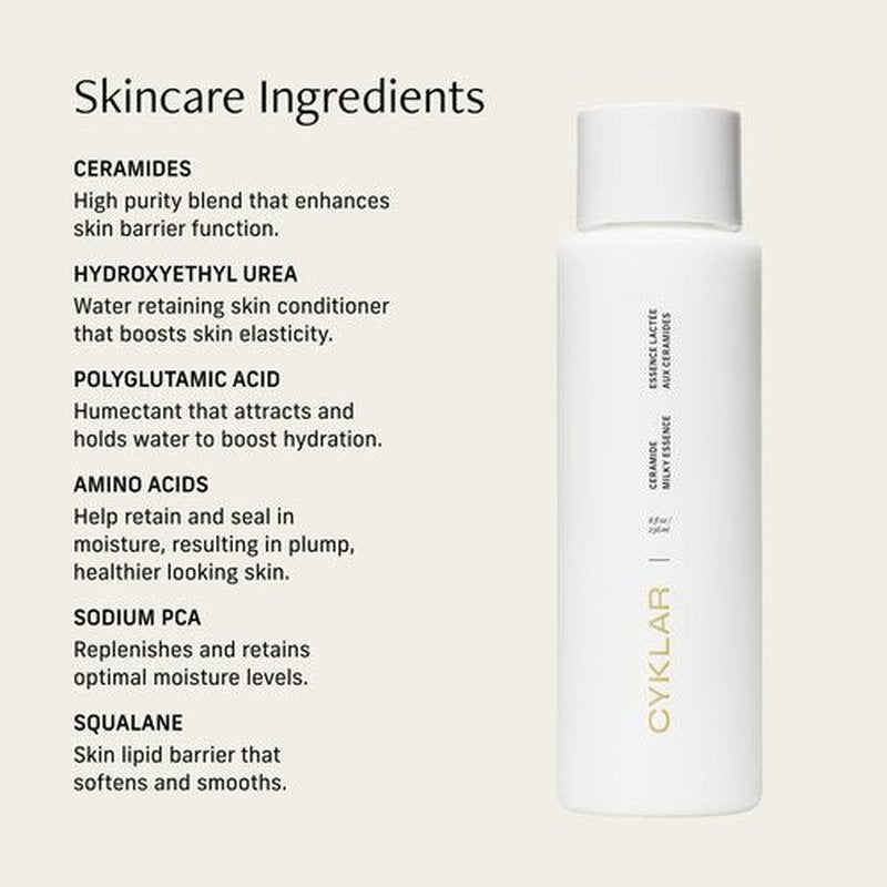 CYKLAR Ceramide Milky Essence – Unscented Body Lotion for Dry, Sensitive Skin – Lightweight Hydrating Ceramide Moisturizer for Skin Barrier with Polyglutamic Acid & Hydroxyethyl Urea - 8 fl oz