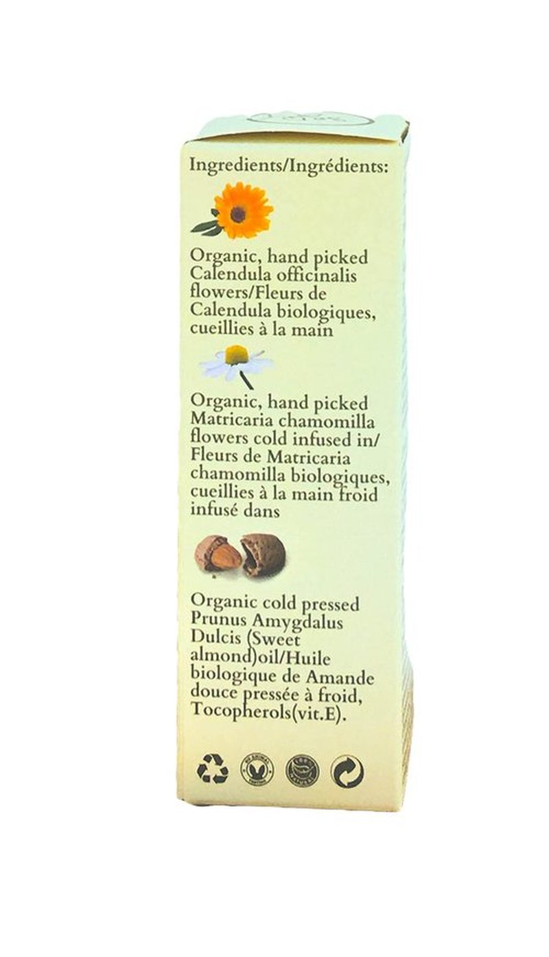 FLORA Organic Calendula & Chamomile Infused in Organic Sweet Almond Oil 100% Pure & Natural Moisturizer for Dry Skin. Revitalize & Protect. 1.7fl oz. Made in Canada