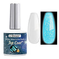 U-Shinein Glow In The Dark Gel Polish - Glitter Luminous Blue Nail Gel Top Coat with Fine glitter decoration No Wipe Long-lasting Transparent Glow UV LED Needed, Perfect for Any Festival Halloween