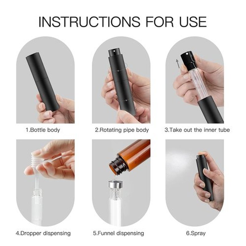 Tekson Mini Cologne Spray Bottle - 10ml Refillable Travel Perfume Atomizer in Black