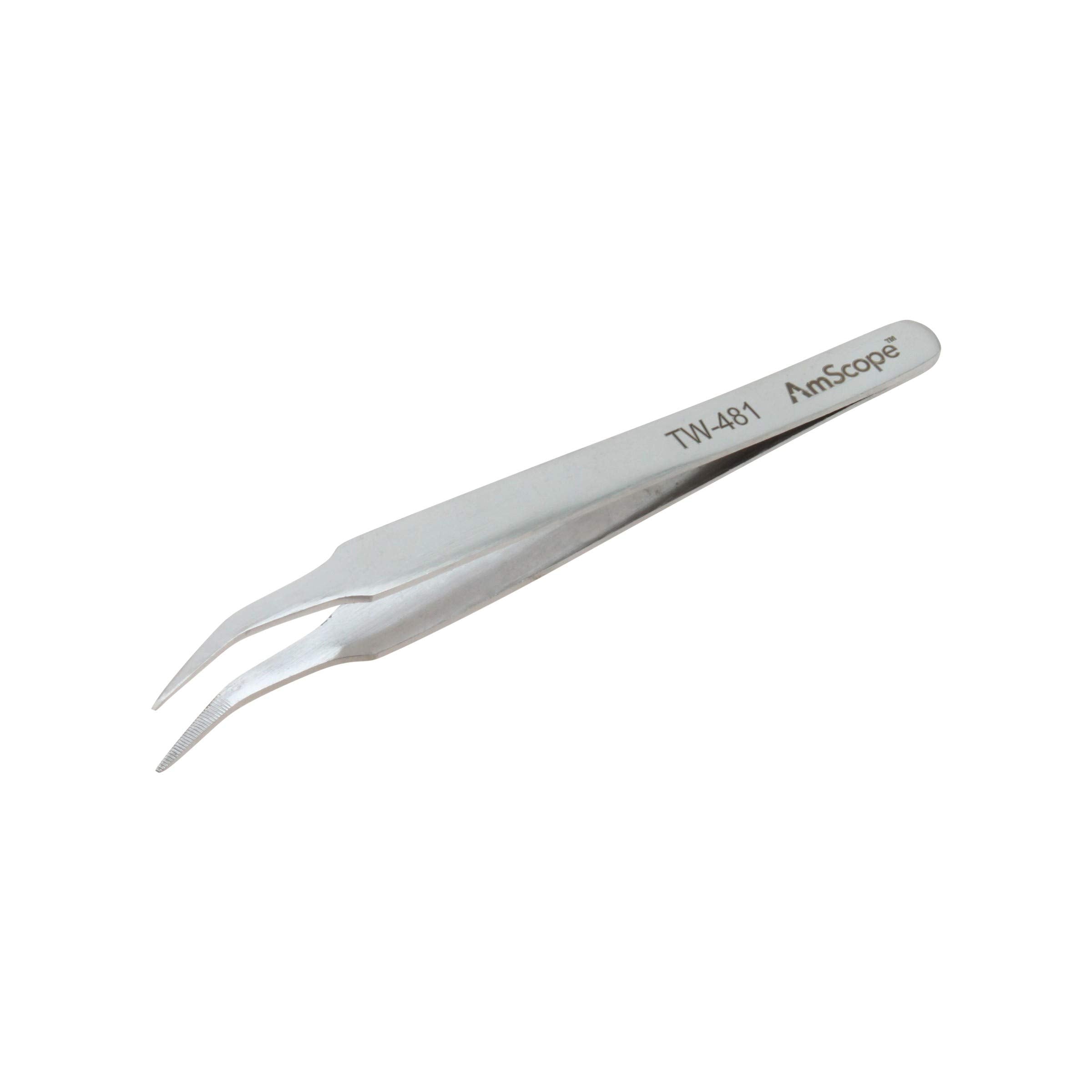 AmScope - 4 3/8 in. General Purpose Curved Serrated Tip Tweezers - 1 pc