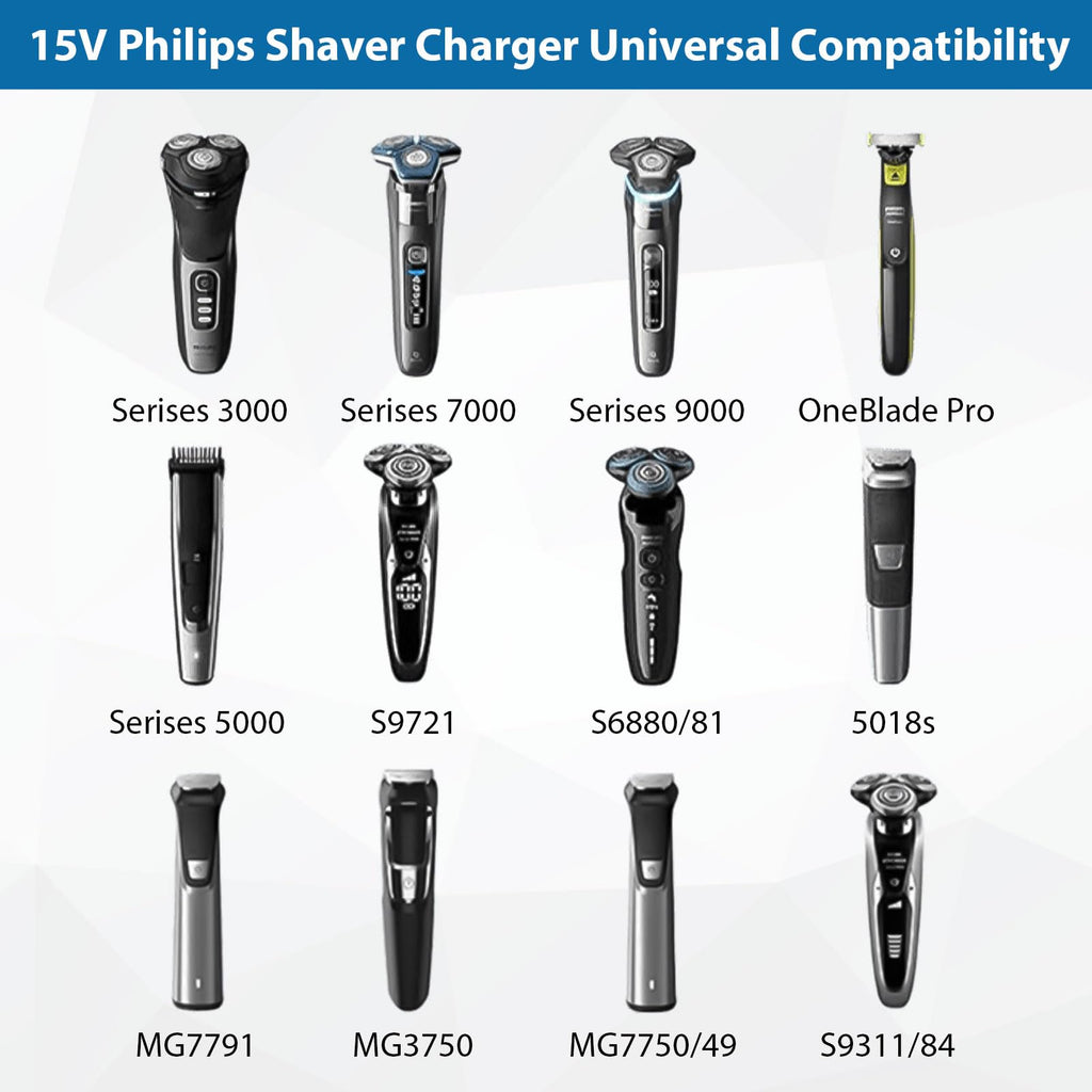 15V for Philips Shaver Charger HQ8505 Cable for Philips Norelco Series 3000,5000,7000,One Blade QP6651 QP6510 QP6520 BT5502 QP6650 QP6620 Beard Trimmer,Electric Razor USB Charging Cord (Black)
