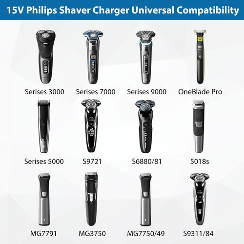 15V for Philips Shaver Charger HQ8505 Cable for Philips Norelco Series 3000,5000,7000,One Blade QP6651 QP6510 QP6520 BT5502 QP6650 QP6620 Beard Trimmer,Electric Razor USB Charging Cord (Black)