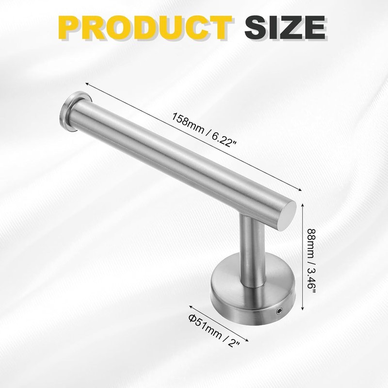 Uxcell Stainless Steel Toilet Paper Holder - Rustproof Wall-Mount Tissue Holder for Bathroom | 6.2" Silver