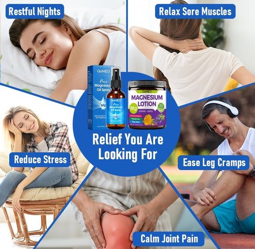 Pure Magnesium Oil Spray & Lotion Set - Unscented Muscle Relaxation & Moisturizing Relief | 100% Magnesium Chloride, Arnica & Lavender