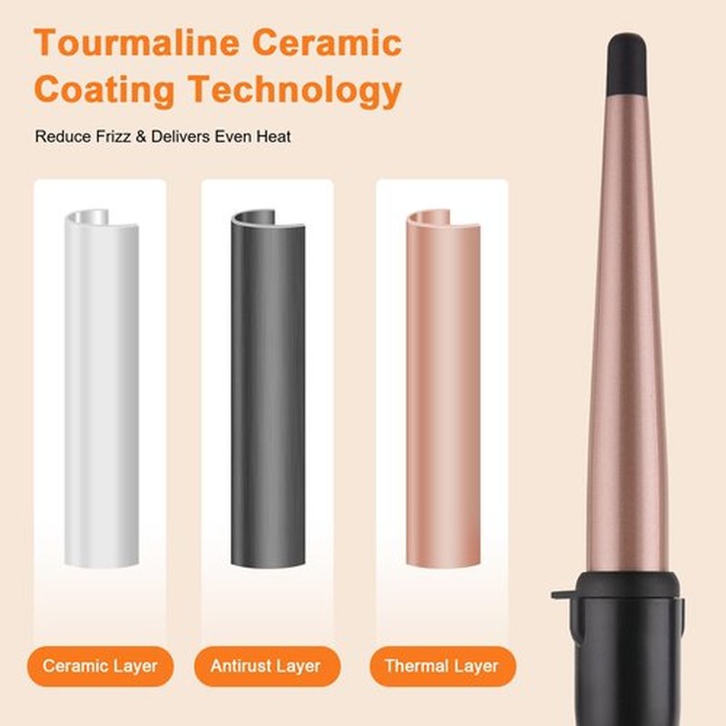 MCODON Tapered Curling Wand 1/2-Inch to 1-Inch Tourmaline Ceramic Barrel Professional Wand Curling Iron for Short Medium Long Hair Two Temperature Settings Dual Voltage Auto Shut-Off