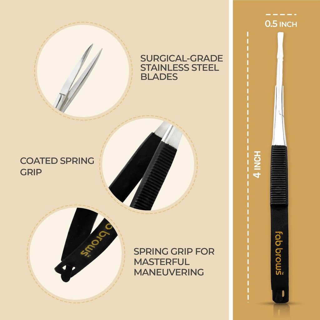 Soft Grip Eyebrow Trimmers | Brow Scissors for Women and Men | Precise & Sharp | Stainless Steel Tip Beauty Scissors | Eyebrow Grooming & Shaping | Brow Care | Eyelashes, Beard, & Nose Hair Trimmer