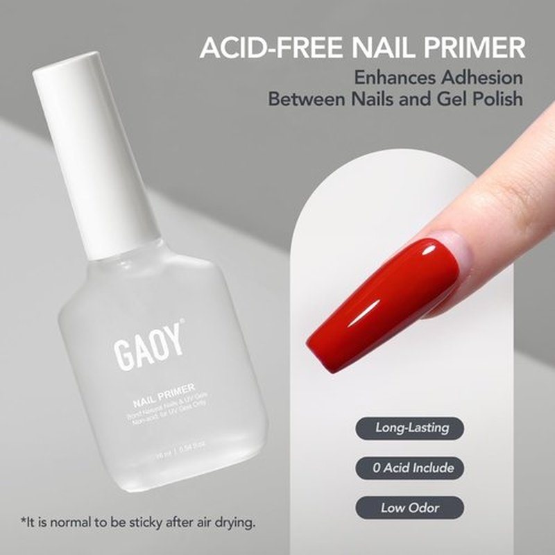 GAOY Nail Dehydrator & Primer Set - Acid-Free Natural Nail Prep for Gel Polish | 2 Pcs