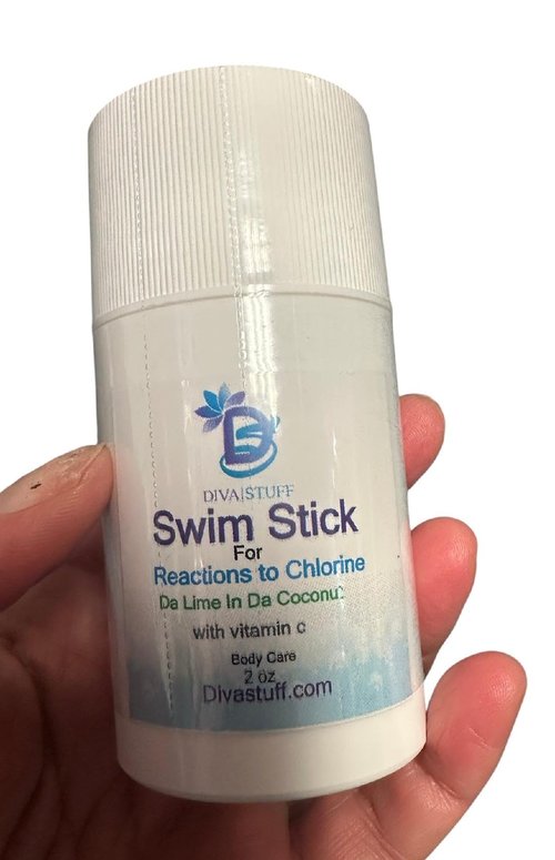 Diva Stuff Pre Swim Stick, Extra Strength Chlorine Neutralizing Lotion Bar For Body,Treats Hives, Rashes, Itchiness, Dry Skin and Other Reactions To Chlorine, Use Before Swimming