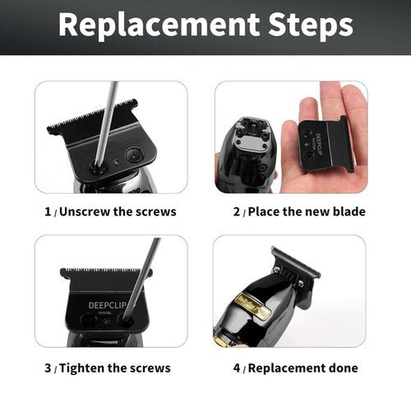 BaBylissPRO FX707B2 Trimmer Blades - Deep Tooth T Blade Replacement for FX787 & LoPROFX | 2 Pack, Black