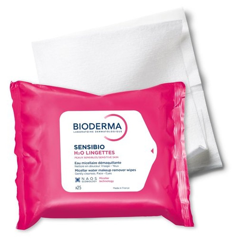 Bioderma - Sensibio H2O Cleansing Wipes - Gentle Makeup Remover for Sensitive Skin - 25 Count