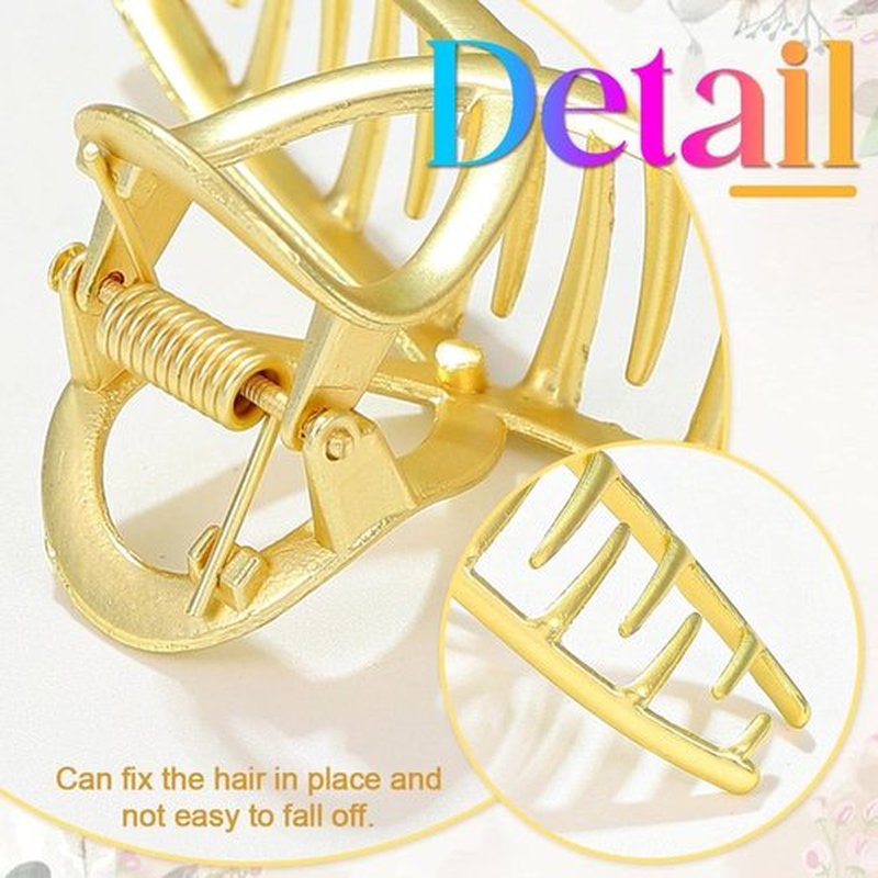 CAKURE Metal Hair Clips Gold Claw Clip Small Hair Clips for Thin Hair Hair Accessories for Women and Girls (Pack of 2)