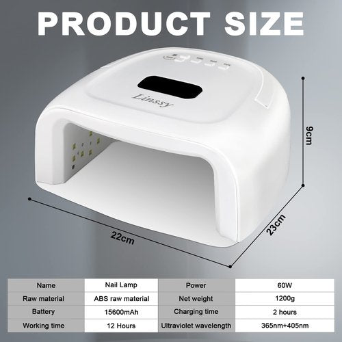 60W Rechargeable UV LED Nail Lamp, Faster Wireless Nail Dryer Gel Polish Light 42 Beads & Portable Handle, Professional Curing Lamp For Fingernail and Toenail, Auto Sensor & Quick Dry Nail Machine