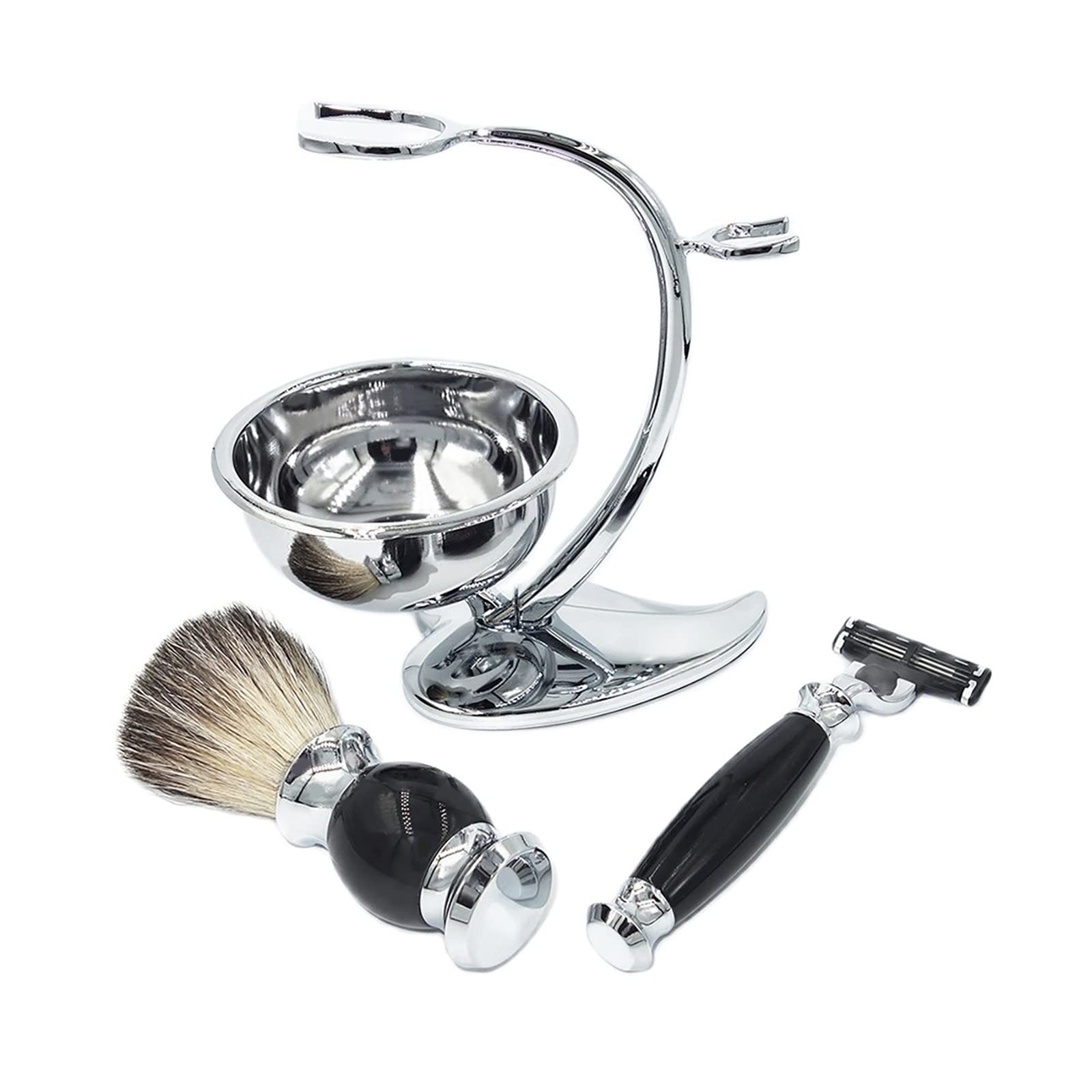 Magyfosia Shaving Kit for Men,Grooming Set with Wet Manual 3-Layer Triple Blade Cartridge Safety Razor,Badger Hair Brush,Heart Shape Stand Holder and Shaving Soap Bowl,Birthday Christmas Gift Set