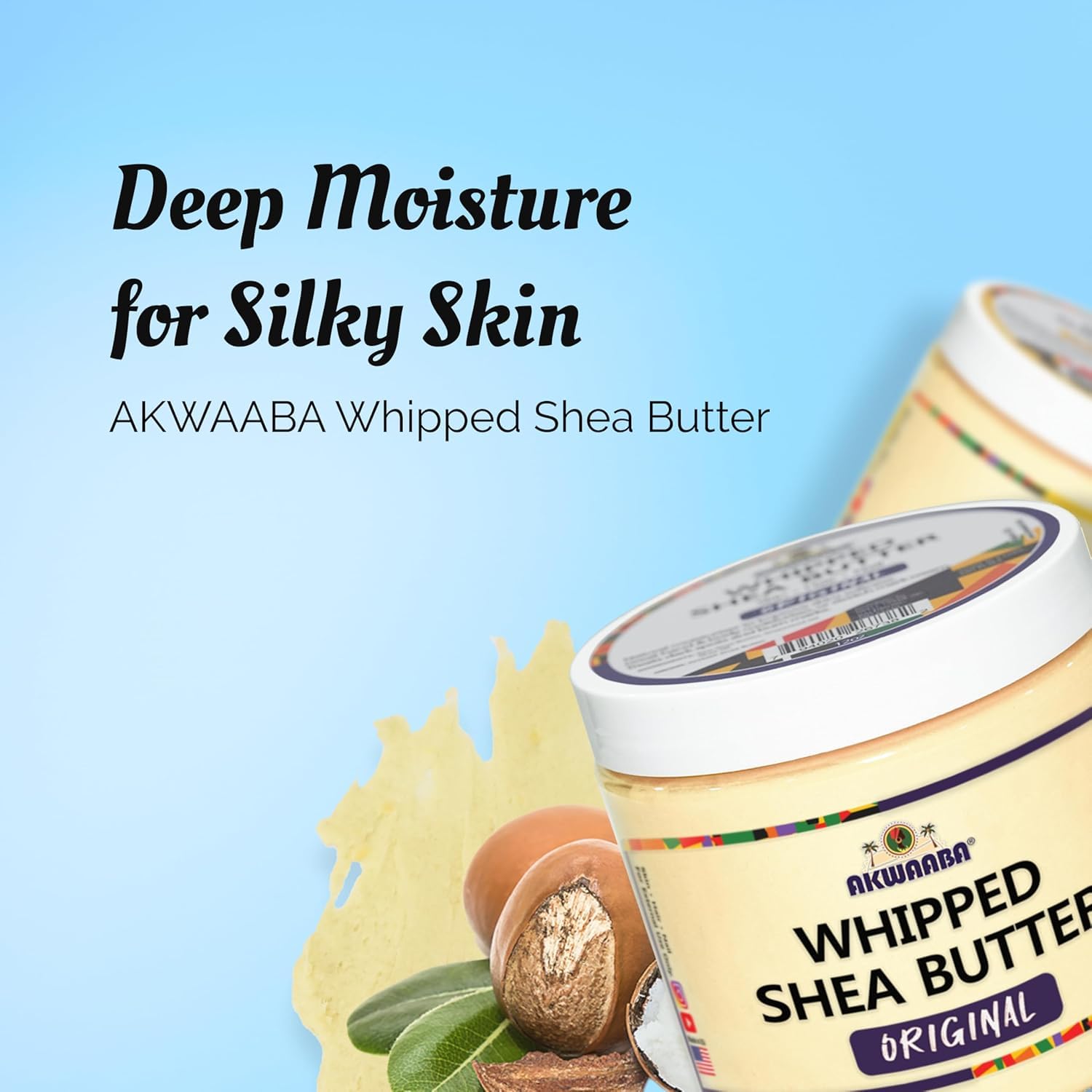 AKWAABA Whipped Shea Butter (Pink Sugar) – Nourishes & Moisturizes | Made with Shea Butter | No Dyes & Parabens | 12 oz / 340 g