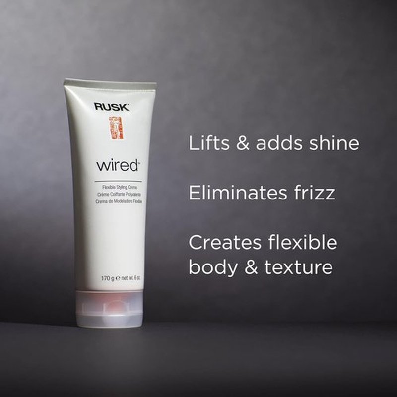 RUSK Wired Flexible Styling Cream - Frizz Control & Textured Definition - 6 oz Pliable Hold Cream