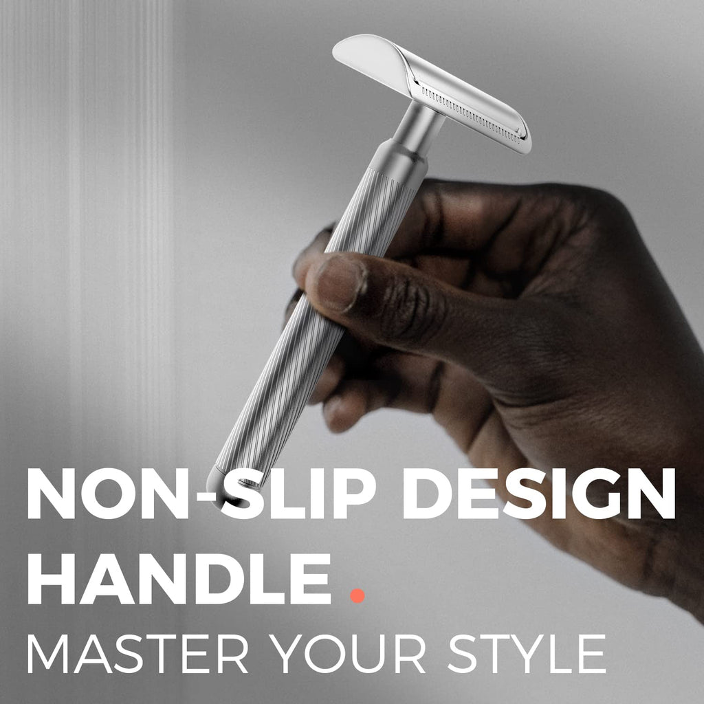 Double Edge Safety Razor, Metal Razor Includes 10 Double Edge Blades