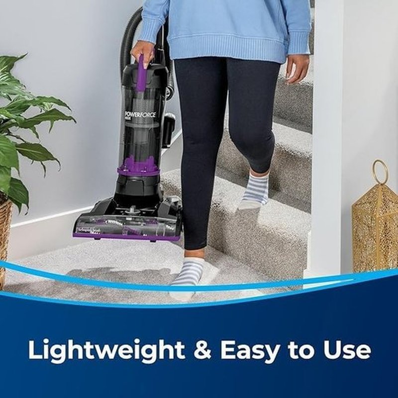 Power Force Helix Bagless Upright Vacuum - Powerful Suction for Pet Hair & Carpets | 23ft Cord, 5 Height Settings, Violet