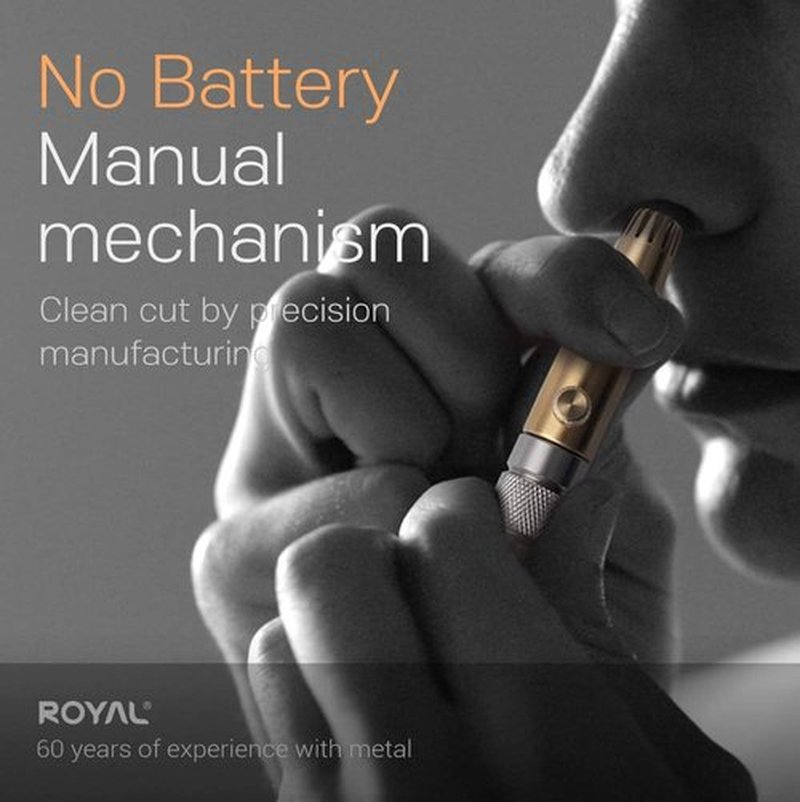 Royal Premium Nose Hair Trimmer for Men - Manual, Battery-Free, Waterproof Brass & Stainless Steel ET-32