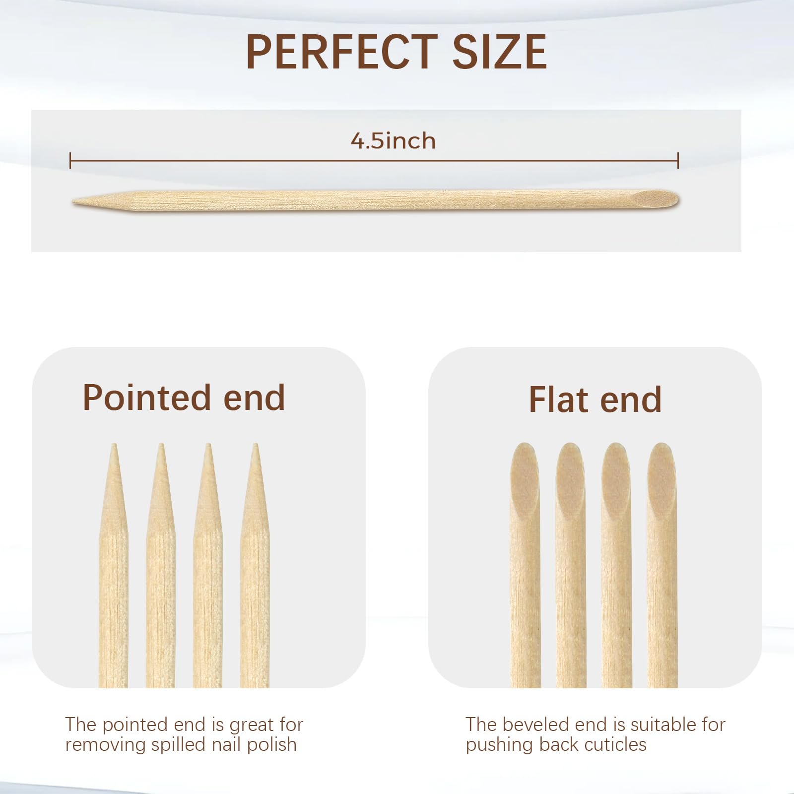 GOLD HONEY 500PCS Orange Sticks for Nails in Bags - 4.5 Inch Double Sided Orange Wood Sticks for Nails Used - Professional Manicure & Cuticle Remover - Manicure Pedicure Tool