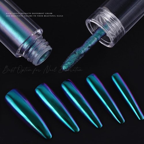 Liquid Aurora Powder Gradient Liquid Nail Powder Chrome Rainbow Mirror Effect Pigment High Gloss Nail Art Glitter Polish Kit Nail Art Accessories 9 Colors