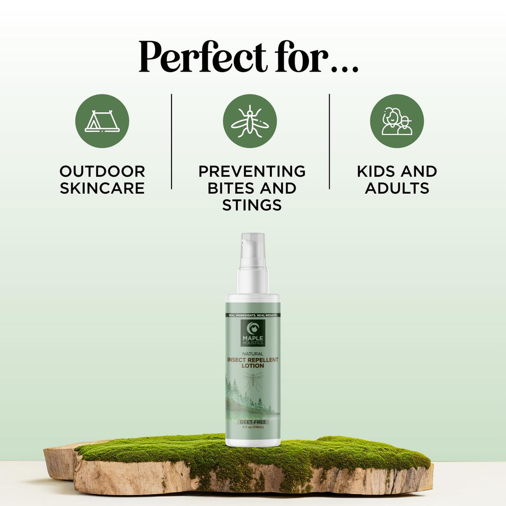 Bug Repellent Lotion for Adults & Kids - DEET Free Insect Repellent Lotion for Ticks & Mosquitoes - Made with Citronella & Lemongrass - Dermatologist Tested - Light Scent Vegan & Cruelty Free (4oz)