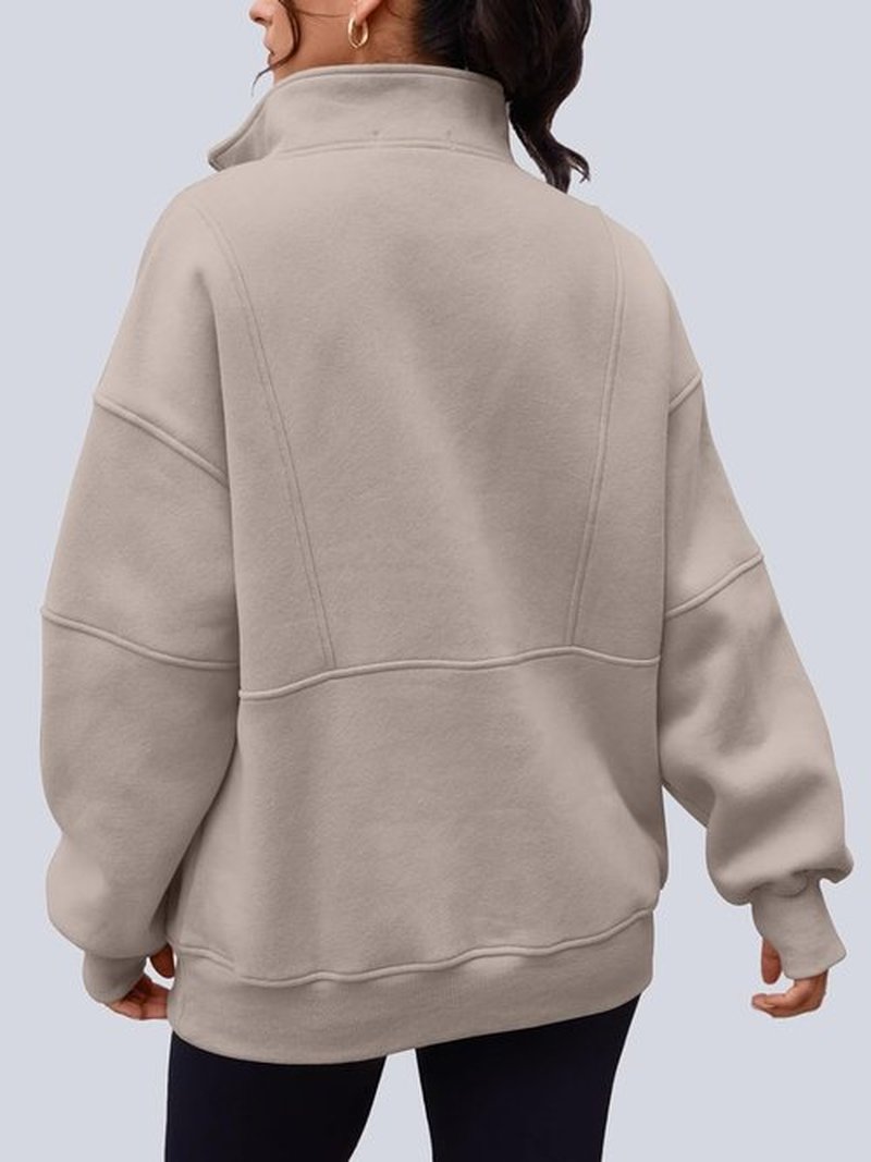 AUTOMET Women's Oversized Quarter Zip Sweatshirt - Cozy Fleece Pullover Hoodie for Fall | Stylish Mock Neck Design