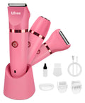 Ufree Bikini Trimmer Electric Razors for Women, Ceramic Blade Body Hair Trimmer, IPX7 Waterproof Rechargeable Lady Shaver, Personal Groomer for Legs & Pubic Hair, Gifts for Women, Rose Red