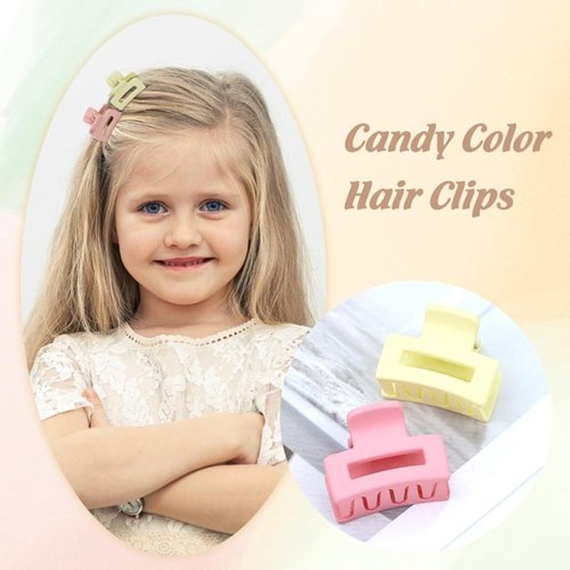Dizila 100 Pieces 2.5cm/0.1" Candy Color Small Non-slip Rectangle Plastic Hair Claws Clips Mini Hair Clamps Barrettes Hair Accessories for Women Girls Teens Kids
