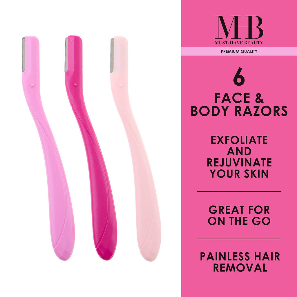 6pc Pink Dermaplaning Razor Set - Easy Grip Disposable Face & Body Razors