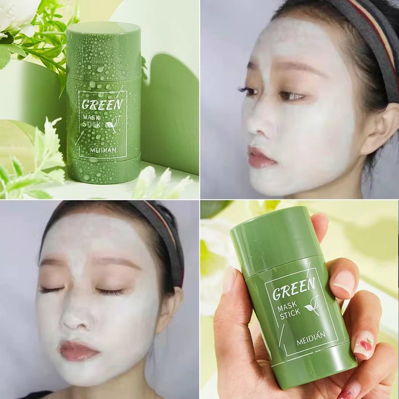 Meidiian Green Tea oil control clean solid Mask Stick for Face, Blackhead Remover with Green Tea Extract, Green Mask Stick for Face Moisturizing, Deep Pore Cleansing for All Skin Types