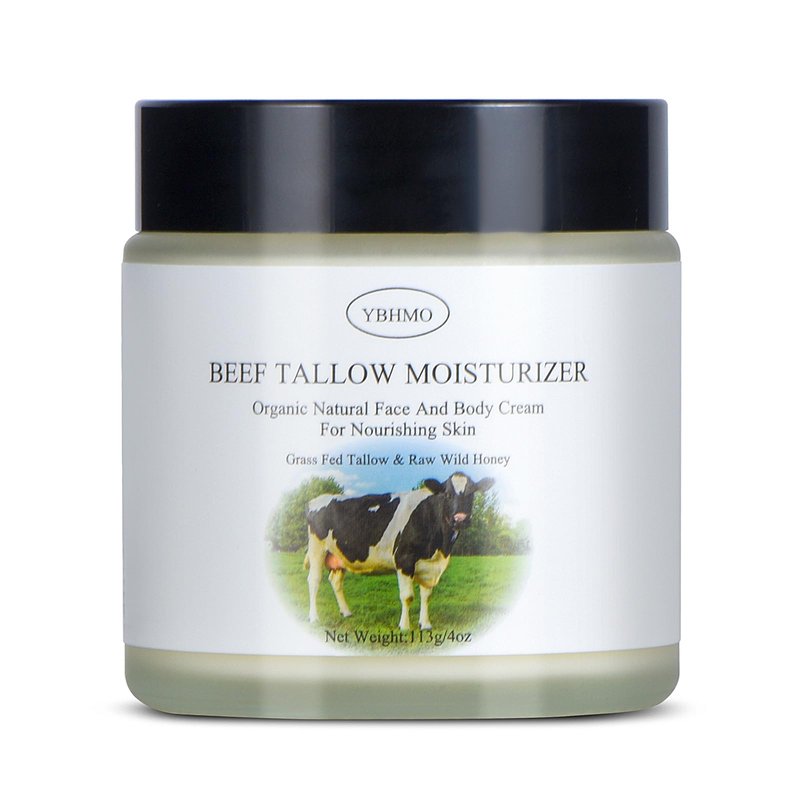 YBHMO Beef Tallow Moisturizer,Beef Tallow for Skin,Organic Grass Fed Beef Tallow with Raw Honey Moisturizing Cream, Whole Body & Face Moisturizer（4oz）